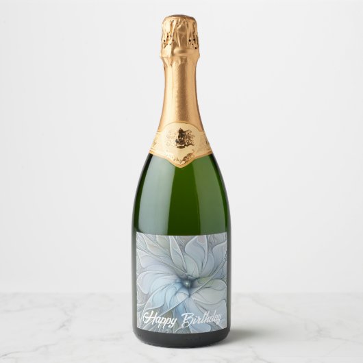 Elegante schoonheid moderne abstracte fractale kun sparkling wijnetiket (Voorkant)