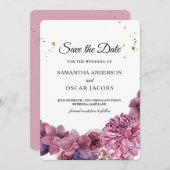 Elegante schoonheid waterverf roze & paarse orchid save the date (Voorkant / Achterkant)