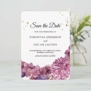 Elegante schoonheid waterverf roze & paarse orchid save the date