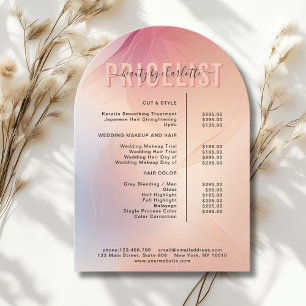 Elegante schoonheidssalon boog service prijslijst kaart