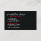 Elegante Schoonheidssalon & Haar Stylist Wit Zwart Visitekaartje (Achterkant)