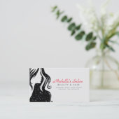 Elegante Schoonheidssalon & Haar Stylist Wit Zwart Visitekaartje (Staand voorkant)