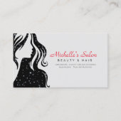 Elegante Schoonheidssalon & Haar Stylist Wit Zwart Visitekaartje (Voorkant)