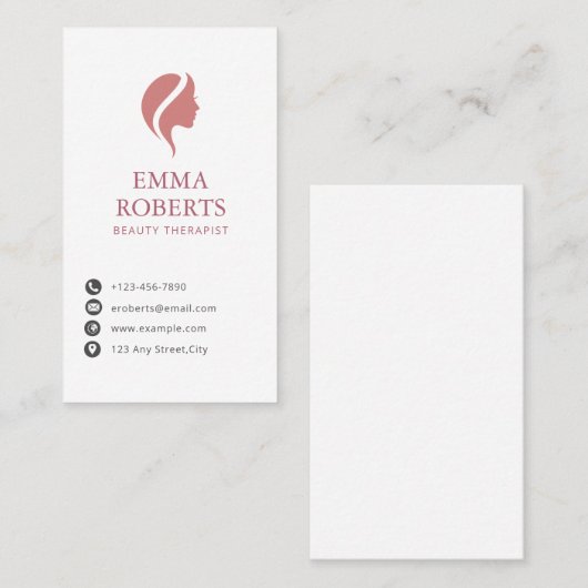 Elegante schoonheidstherapeut Verticaal Visitekaar Visitekaartje (Voorkant / Achterkant)