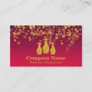 Elegante Schoonmaakdienst Glitter Bokeh Visitekaartje