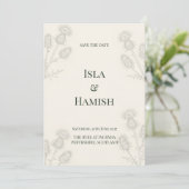 Elegante Schotse Distel Botanische Save the Date C (Staand voorkant)