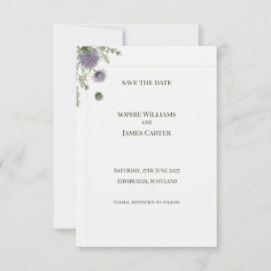 Elegante Schotse Distel Hoek Bruiloft Save The Dat Date