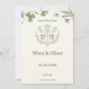 Elegante Schotse Distel Klaver Save the Date Ca