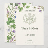Elegante Schotse Distel Klaver Save the Date Ca (Voorkant / Achterkant)