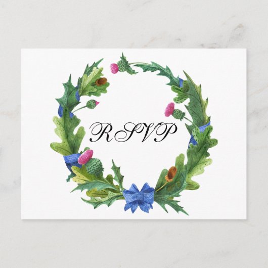 Elegante Schotse Distel Trouwmaaltijd Keuze RSVP Uitnodiging Briefkaart (Voorkant)