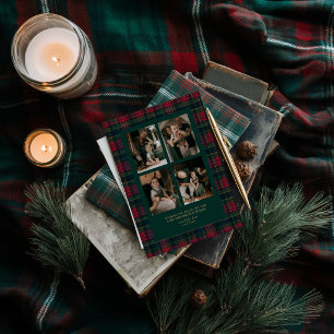 Elegante Schotse Plaid Familie Foto Kerstmis Feestdagenkaart