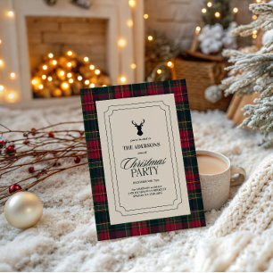 Elegante Schotse Plaid Kerstfeest Uitnodiging