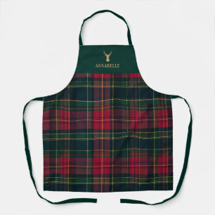 Elegante Schotse Plaid Kerstmis Familienaam Schort