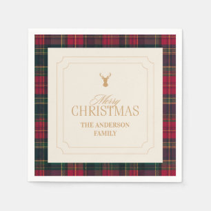 Elegante Schotse Plaid Kerstmis Familienaam Servet