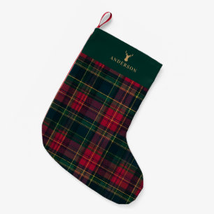 Elegante Schotse Plaid Prettig Kerstmis Familienaa Kleine Kerstsok