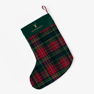 Elegante Schotse Plaid Prettig Kerstmis Familienaa Kleine Kerstsok