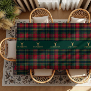 Elegante Schotse Plaid Prettig Kerstmis Familienaa Tafelkleed