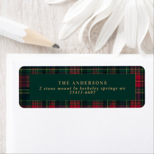 Elegante Schotse ruit familie elegante Kerstmis Etiket