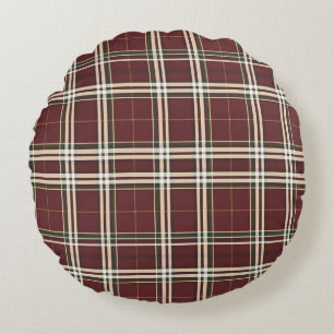 Elegante Schotse ruit geïnspireerd Rond Kussen