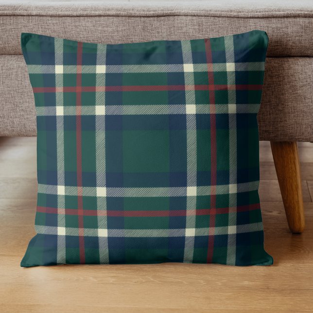Elegante Schotse ruit groene preppy Kerstmis  Kussen (Creator heeft geüpload)