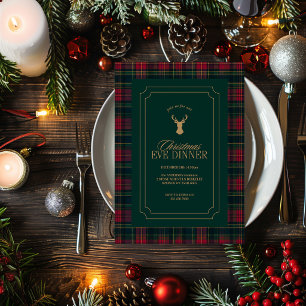 Elegante Schotse ruit Kerstfeest Uitnodiging