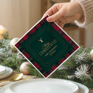 Elegante Schotse ruit Kerstmis familienaam Servet