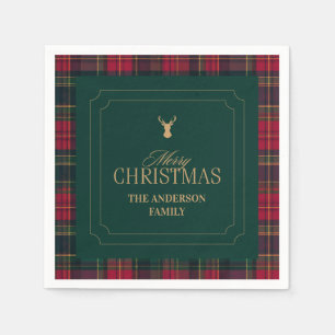 Elegante Schotse ruit Kerstmis familienaam Servet