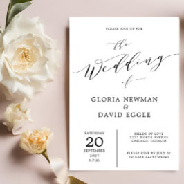 Elegante Schrift kalligrafie bruiloft uitnodiging