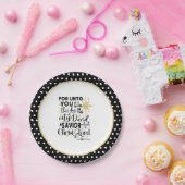 Elegante Schrift Kerstgeboorte van Christus Papieren Bordje (Feest)