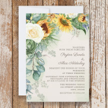 Elegante Schrift Zonnebloemen Eucalyptus Bruiloft