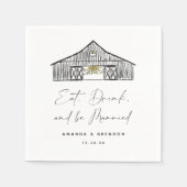 Elegante schuur bruiloft offerte papier servet (Voorkant)