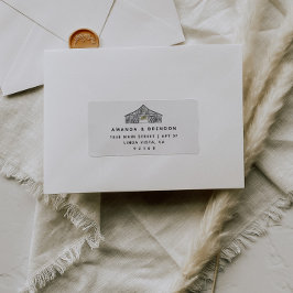 Elegante schuur bruiloft RSVP retour adres label