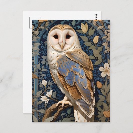 Elegante schuur Uil William Morris geïnspireerd Fl Briefkaart (Voorkant / Achterkant)