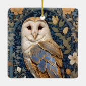 Elegante schuur Uil William Morris geïnspireerd Fl Keramisch Ornament (Achterkant)