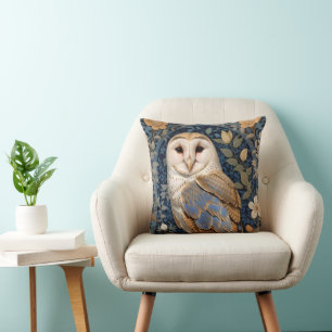 Elegante schuur Uil William Morris geïnspireerd Fl Kussen