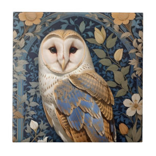Elegante schuur Uil William Morris geïnspireerd Fl Tegeltje