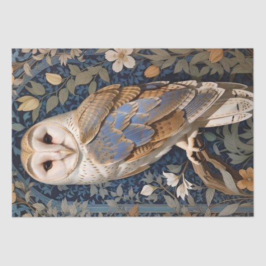 Elegante schuur Uil William Morris geïnspireerd Fl Tissuepapier (Voorkant)