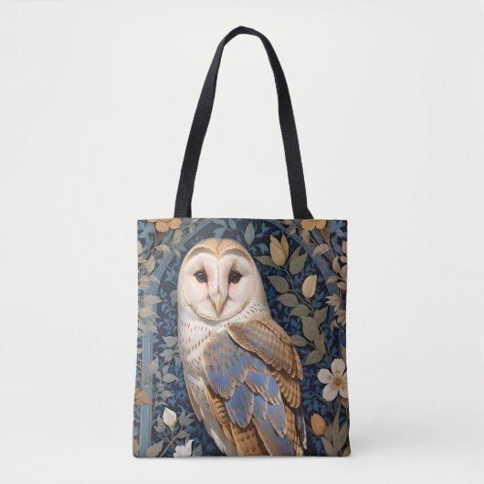 Elegante schuur Uil William Morris geïnspireerd Fl Tote Bag (Voorkant)
