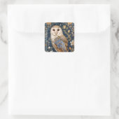 Elegante schuur Uil William Morris geïnspireerd Fl Vierkante Sticker (Tas)