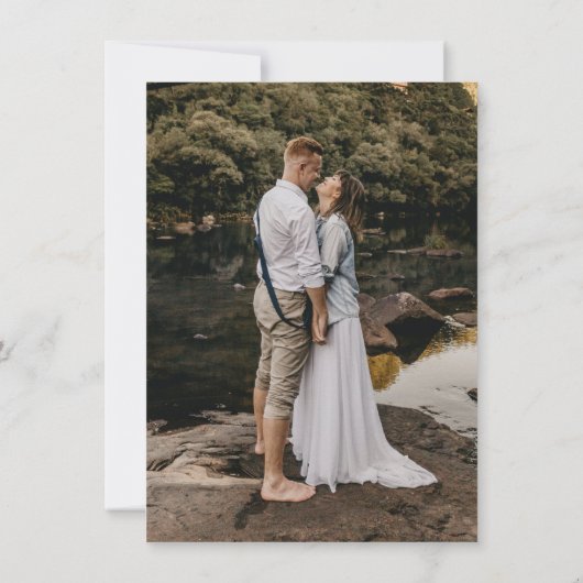 Elegante schuur zwart en wit rustieke bruiloft fot bedankkaart (Achterkant)