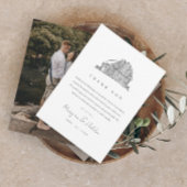 Elegante schuur zwart en wit rustieke bruiloft fot bedankkaart