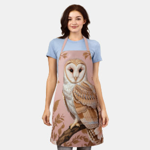 Elegante Schuuruil Roze en Gouden Bloemig Schort