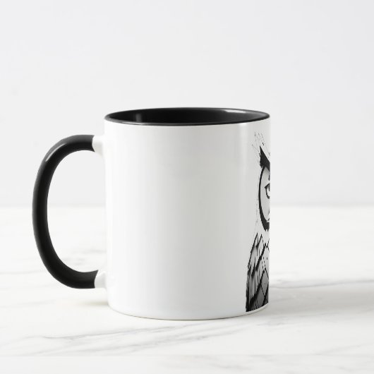 Elegante Schwarz-Weiß-Eulentasse  Mok (Links)