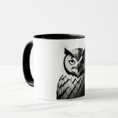Elegante Schwarz-Weiß-Eulentasse  Mok (Voorkant links)