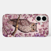Elegante Scops Uil Paarse Bloemen Case-Mate iPhone Case (Achterkant (horizontaal))