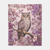 Elegante Scops Uil Paarse Bloemen Fleece Deken (Voorkant)