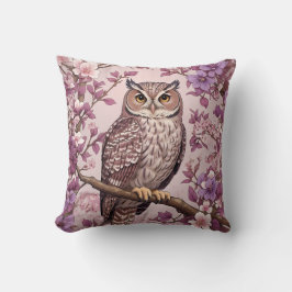 Elegante Scops Uil Paarse Bloemen Kussen