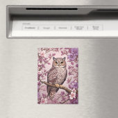 Elegante Scops Uil Paarse Bloemen Magneet (Insitu (Vaatwasser))