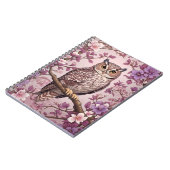 Elegante Scops Uil Paarse Bloemen Notitieboek (Linkerzijde)