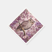 Elegante Scops Uil Paarse Bloemen Servet (Hoek)